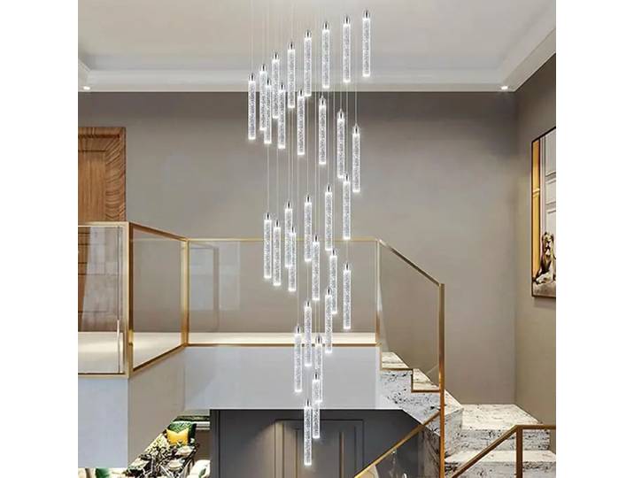 Moderne LED cristal longs lustres de luxe cuisine Villa salon suspension escaliers Dimmable plafond lustre décor à la maison