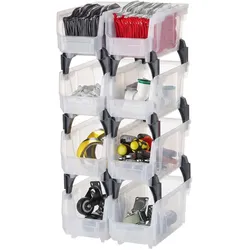 VEVOR Stapelboxen, 276x140x130 mm (8er-Pack), Lagerboxen zum Organisieren & Aufbewahren, Sichtlagerboxen, Sichtlagerkasten, für Schrank, Garage, Kleinteile, Bürobedarf, anderes Zubehör, transparent