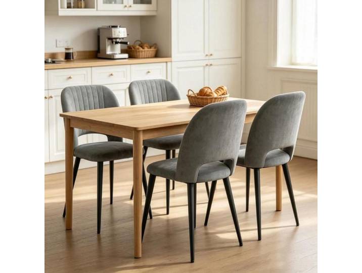 PIPIPOXER lot de 4 Chaise de salle à manger velours ergonomique pieds métal noir chaise repas moderne salle à manger familiale