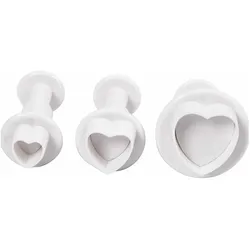 Creativ Company Ausstecher mit Stempelgrifft, Herz, 3-teilig, Ausstechformen, Weiss