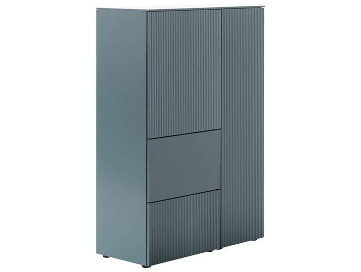 Schöner Wohnen Highboard, Blaugrau, Holzwerkstoff, 6 Fächer, 100x146.8x45 cm, Beimöbel erhältlich, in verschiedenen Holzdekoren erhältlich, Wohnzimmer, Wohnwand, Wohnwand- Serien