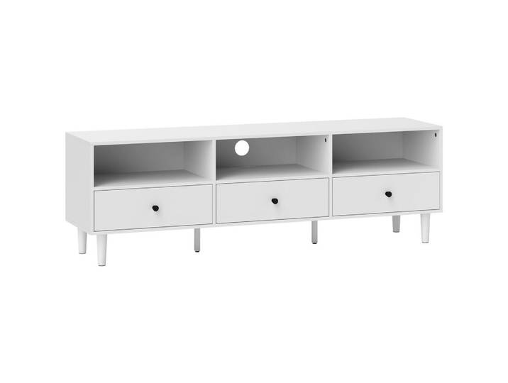 Homcom TV Schrank TV Board mit Schubladen, Weiß 140x34x45cm, Holzwerkstoff, 34x45x140 cm, Wohnzimmer, TV Möbel, Lowboards, Lowboards stehend