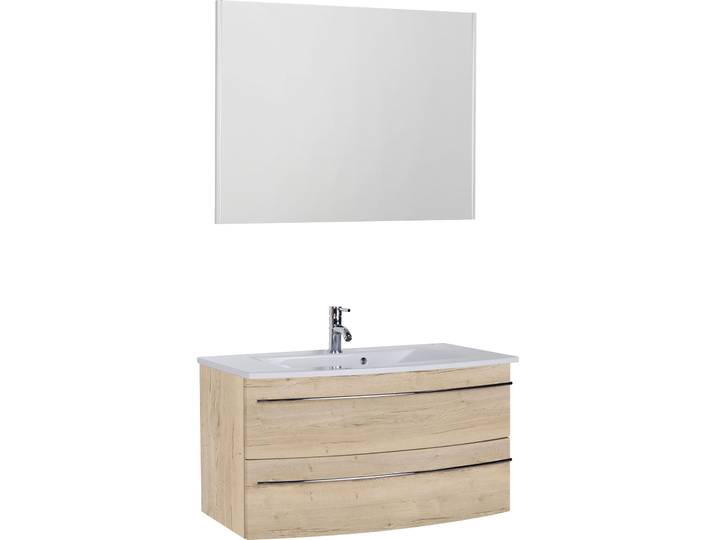 Badmöbel-Set SAPHIR 3040 , weiss (eiche struktur weiß, eiche struktur weiß), B:90cm, Kastenmöbel-Sets, Badmöbel-Set, Breite 90 cm
