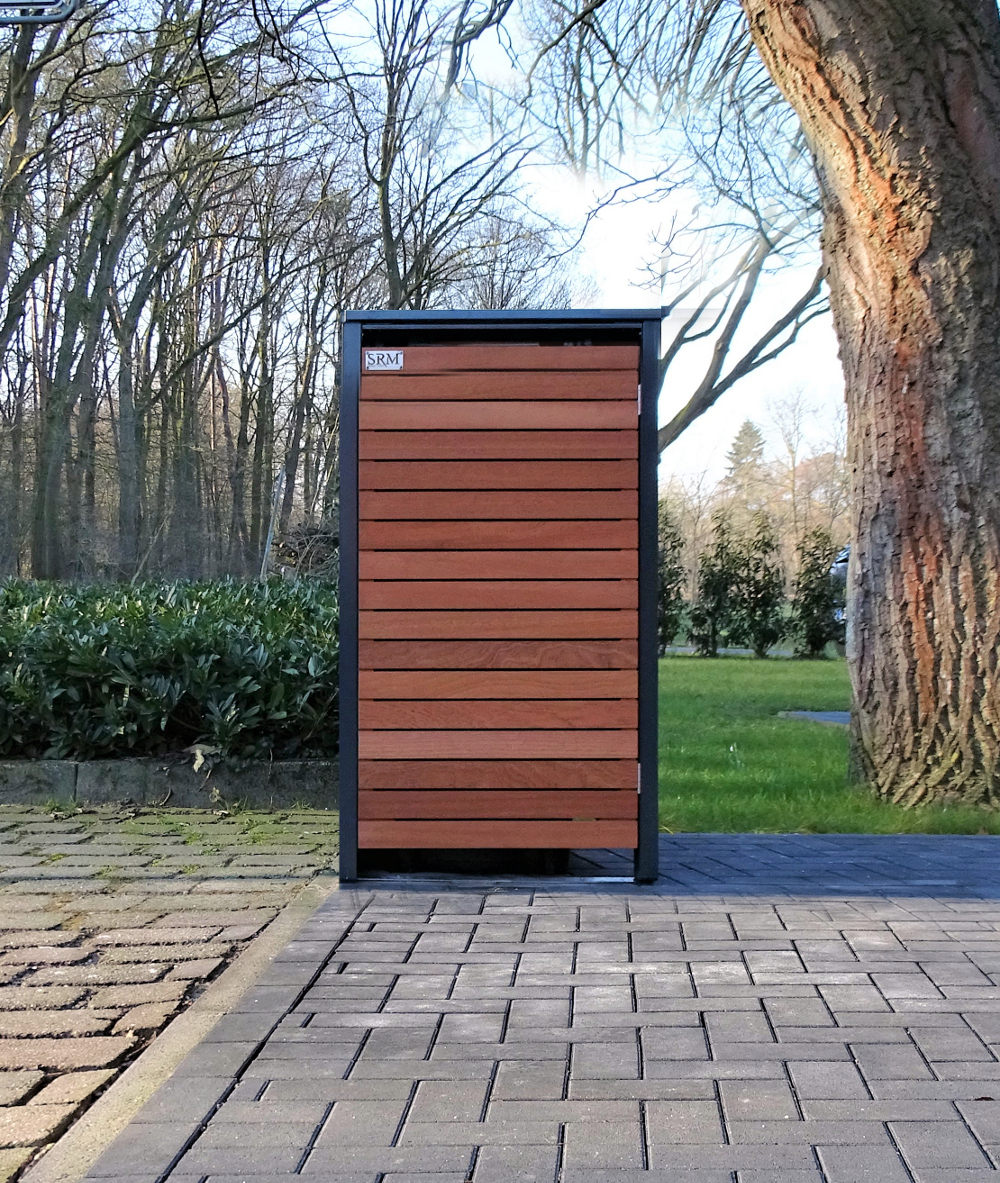 1 Mülltonnenbox für 120 Liter-Mülltonne in Edeldesign Anthrazit / Edelholz