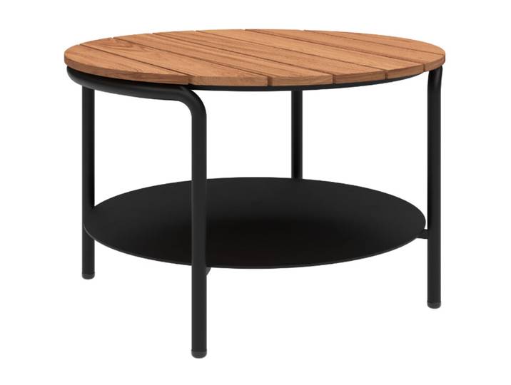 SACKit Salontisch Patio schwarz Teak Massivholz B 70 H 45 cm