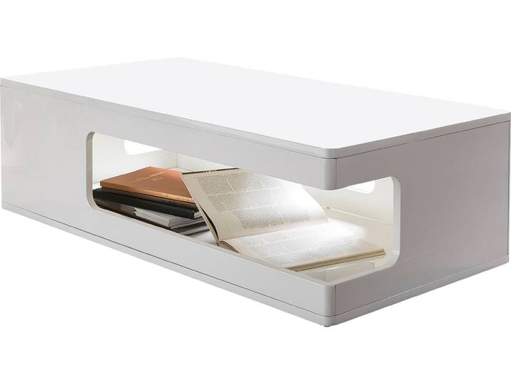 Couchtisch SALESFEVER Tisch: Praktischer Stil für Ihr Wohnzimmer , weiss (weiß, weiß, weiß), B:120cm H:35cm T:60cm, Tische, Couchtisch, Mit eleganten seitlichen Aussparungen