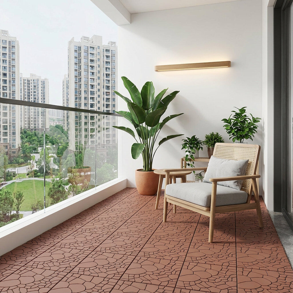 RICH HOLY ENTERPRISE CO., LIMITED 30.5cm L x 30.5cm W Plastic Interlocking Deck Deck Tile Kit Brown Tile