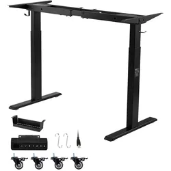 VEVOR Höhenverstellbarer Schreibtisch Gestell, Elektrisches Tischgestell bis 125kg, 2 Stufige Tischbeine mit 2 Motoren Speicherfunktion Höhenanzeige Kollisionschutz USB, Tischständer für Büro, Schwarz