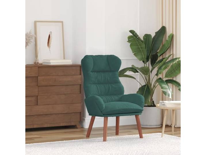 HEFZGDB Relaxsessel Dunkelgrün Samt Moderner Sessel mit Abnehmbaren Kissen für Wohnzimmer Lounge Bequeme Polsterung Stilvolles Design Langlebiger Holzrahmen