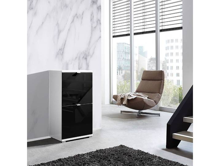 home24 Schoenenkast II 91cm zwart/hoogglans zwart