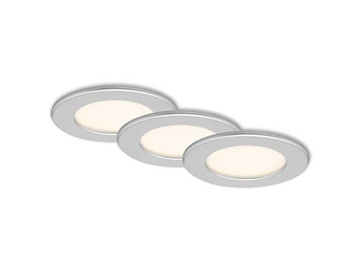 BRILONER Leuchten - LED Einbauleuchten, 3er Set, Deckenlampen je 6 Watt, je 450 Lumen, 3.000 Kelvin, IP44, Chrom-Matt, 115x30mm (DxH)