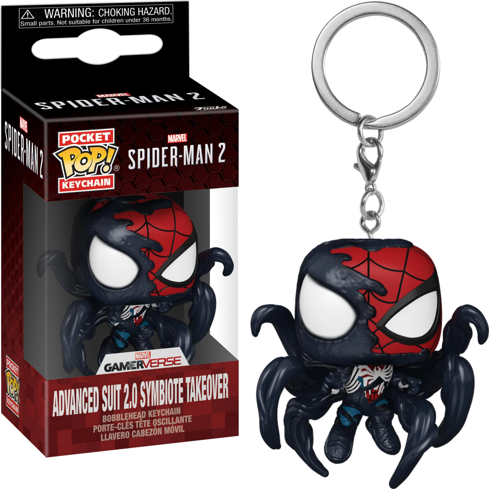 Funko Marvel Spider-Man 2 Geavanceerd Kostuum 2.0 Symbiote Overname Sleutelhanger