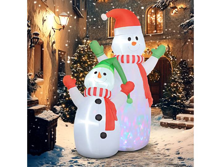 Outsunny Bonhomme de Neige Gonflable 240cm LED Blanc Noël