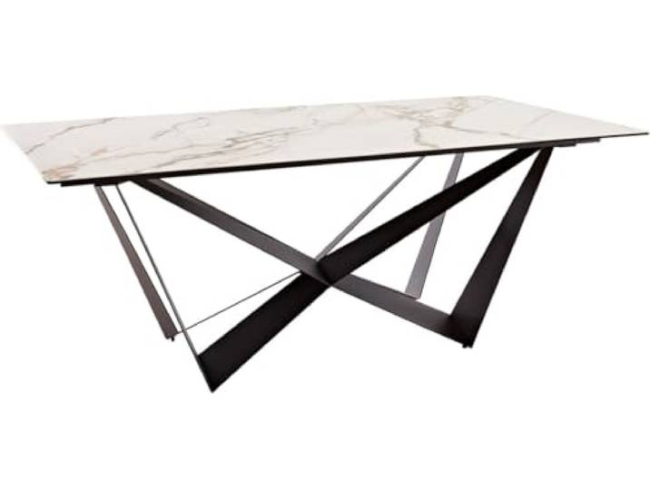 DELIFE Esszimmertisch Edge Keramik Calacatta Luxe Weiß-Gold-Grau 200x100