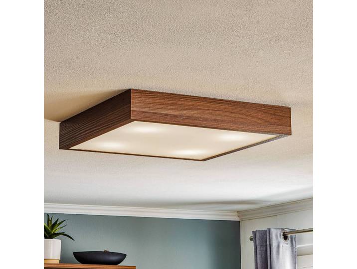 Plafondlamp Tromsö, dimbaar, hout donker, Woon-/ Eetkamer, Hout, plafondlamp hout