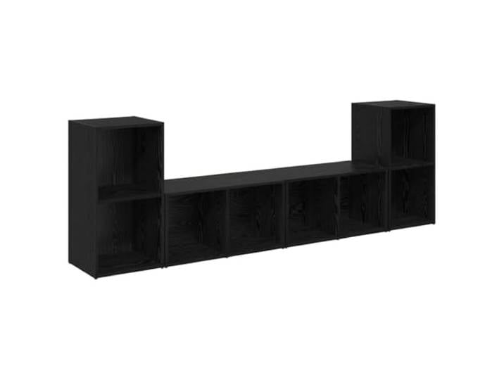 GHVBNMF 4er Set Wand TV-Schrank Schwarz Eichen-Optik 37x35x72 cm Platzsparende Hängeboards für Schlafzimmer und Studio, bieten strukturierte Ablageflächen für Receiver und Medienzubehör.