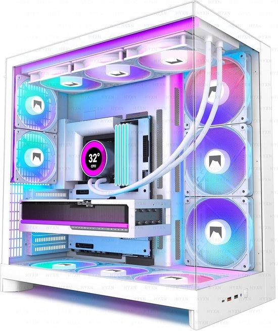 ATX Mid-Tower PC-Gehäuse mit Doppelkammer und 8 vorinstallierten ARGB PWM Lüftern