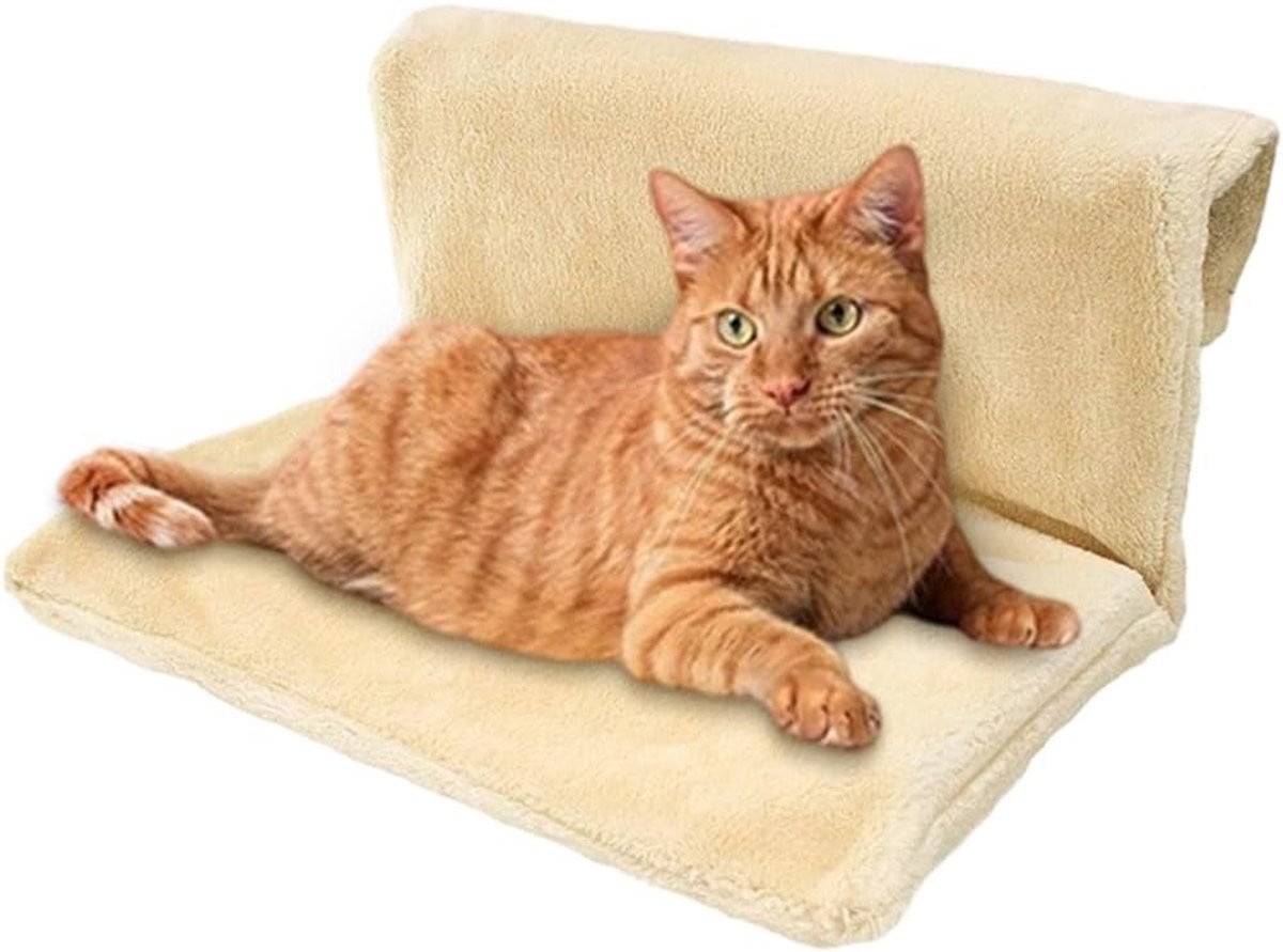 Verwarmd kattenbed met pluche hoes voor op de radiator