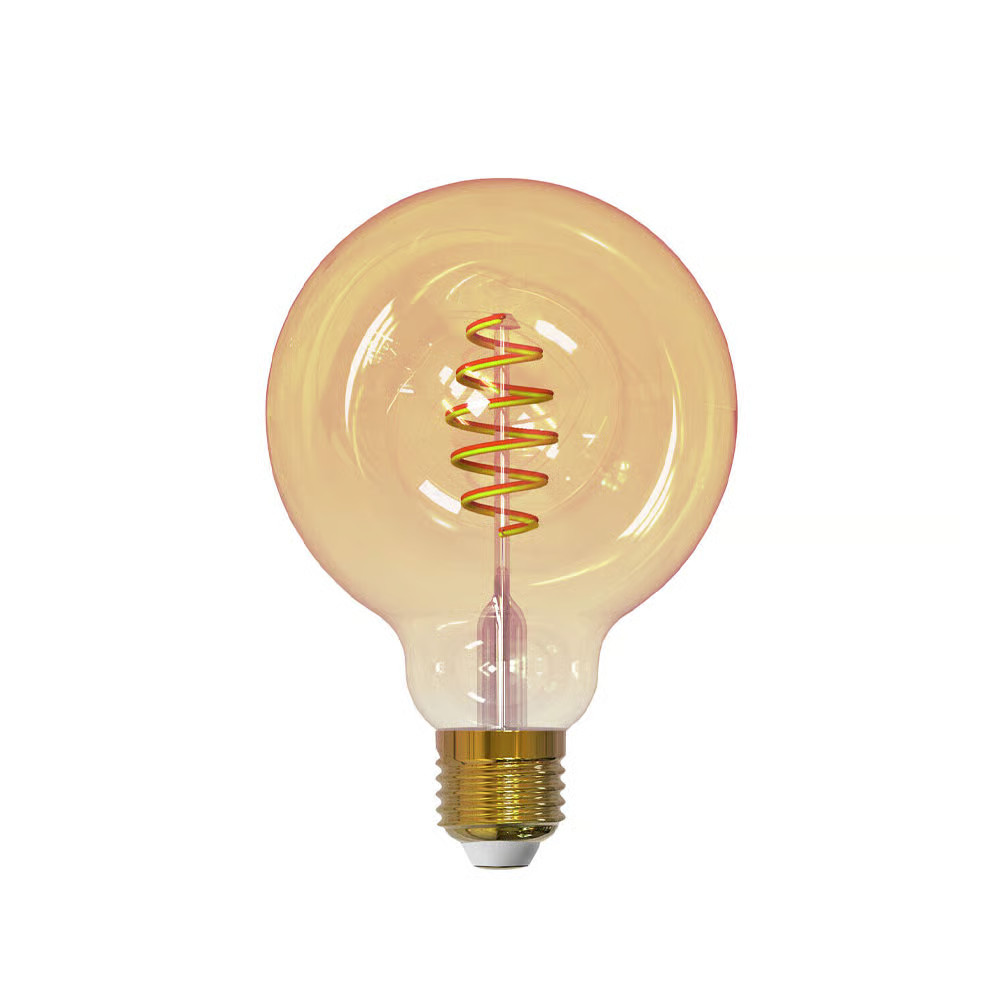 Airam Slimme Thuis Filament LED-globe lichtbron amber, spiraal E27, 6W, 95mm
