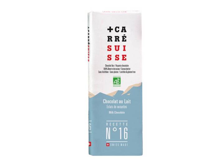 CARRE SUISSE N°16 Chocolat au lait BIO aux éclats de noisettes - 40 g