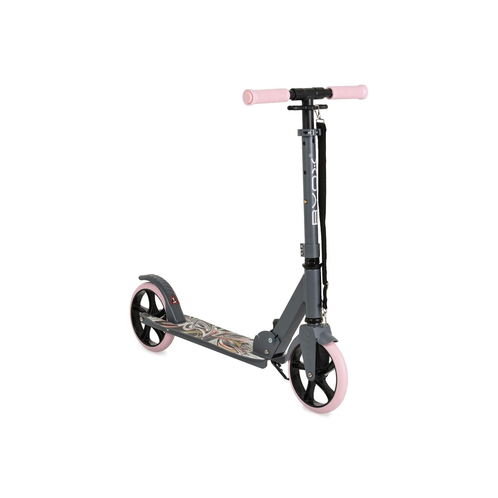 Byox Kinderroller Flurry klappbar, Seitenständer, höhenverstellbar, PU-Räder rosa