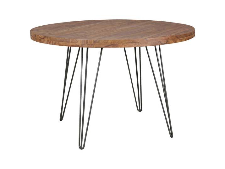 Mid.you Esstisch, Sheeshamfarben, Holz, Sheesham, massiv, rund, Haarnadel, 120x78x120 cm, Holzmöbel, Holztische, Esstische Holz, Massivholztische