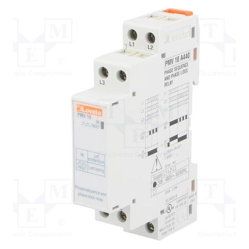 Lovato Phasenfolge- und Phasenausfall-Überwachungsrelais 208-440 V AC PMV10A440 (PMV10A440)