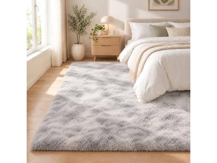 Flauschig Teppich Rutschfest Anti-Rutsch Einfarbiges 250x290cm Wasser Grau Flauschiger Kinderteppich Pflegeleicht Waschbar Flauschig Weich Für Wohnzimmer Schlafzimmer