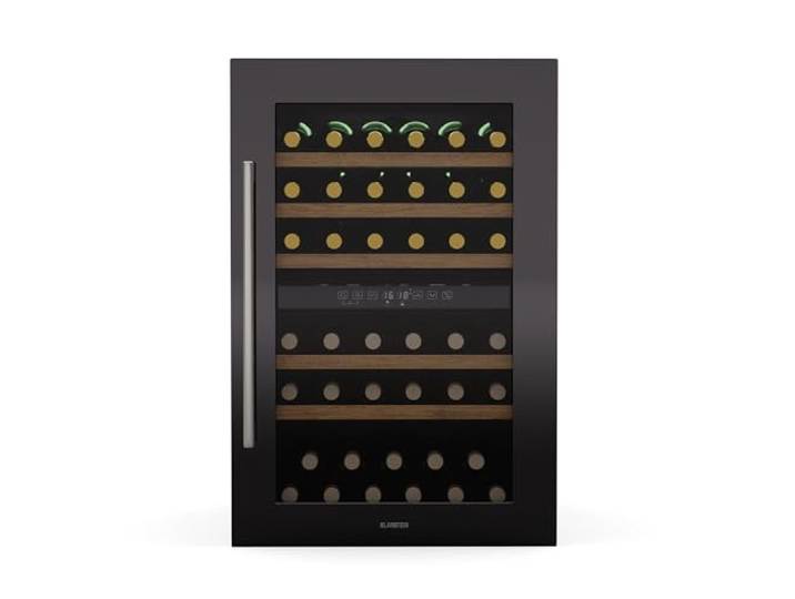 Klarstein Vinsider 57 Duo Weinkühlschrank 2 Zonen - 57 Flaschen, 5-22 °C, Leise 38 dB, Einbau, UV-Schutz Glas, Holzregale, Edelstahl, R600a