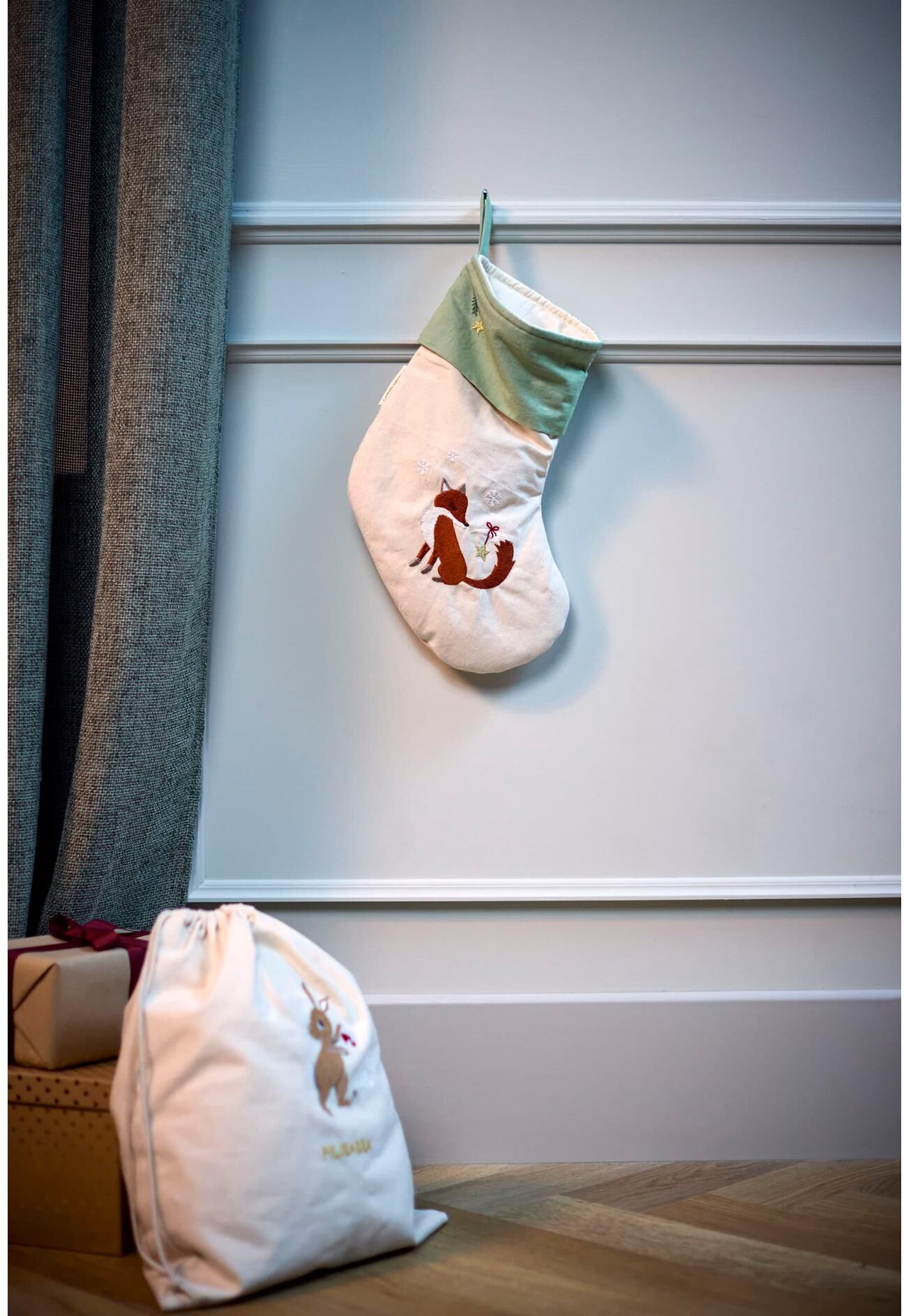 Weihnachtsfigur "Filibabba Wonderful Winter", beige (mintgrün), Fuchs, Baumwolle, Polyester, Dekofiguren, Weihnachtsfigur mintgrün Fuchs