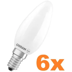 6er Vorteilspack OSRAM E14 LED Kerzenlampe Superstar Plus HD LIGHTING Filament matt 3,4W wie 40W dimmbar neutralweißes Licht 4000K