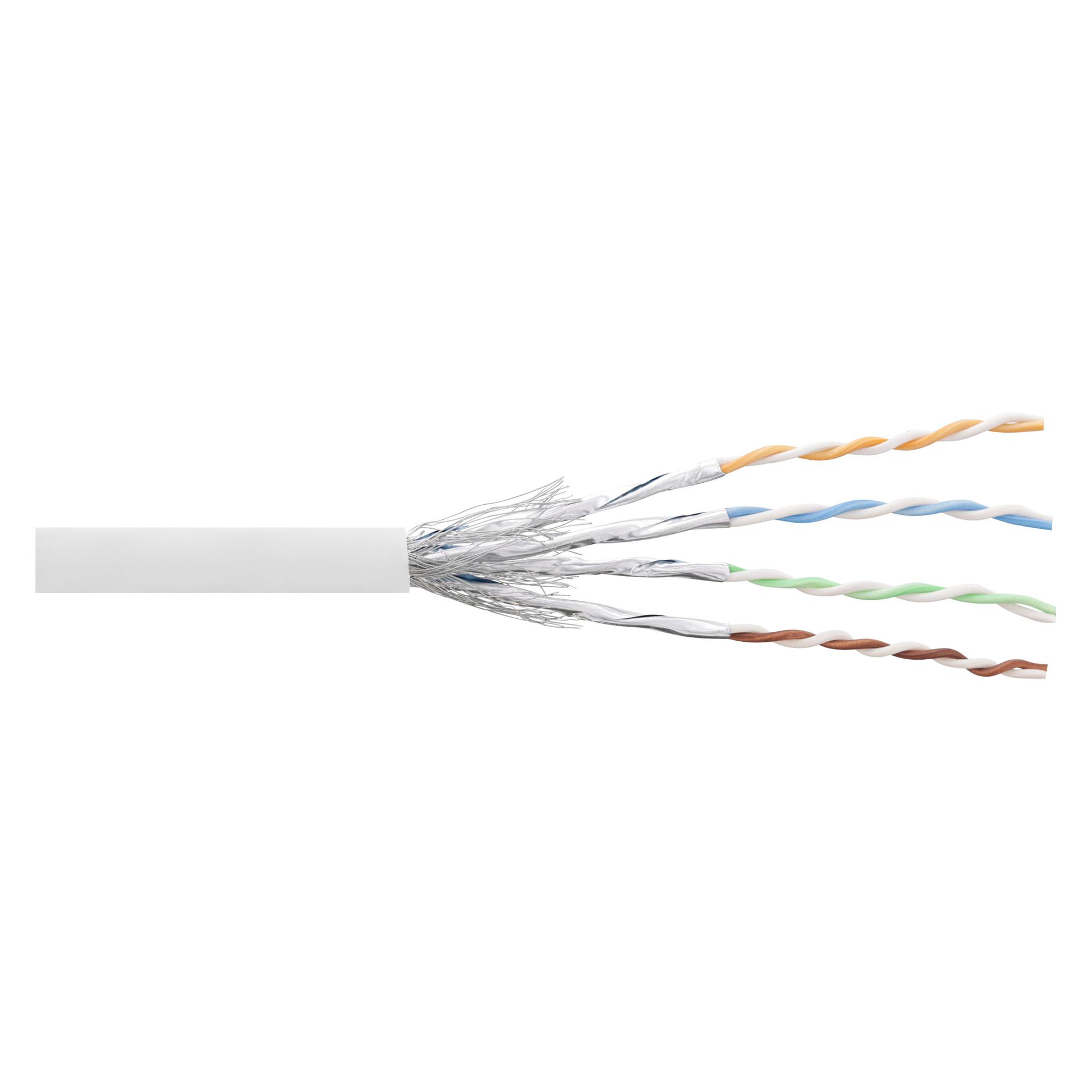 InLine Patchkabel Cat.6 S/FTP/PIMF AWG27 PVC weiss 100m zum Konfektionieren (S/FTP, CAT6, 100 m) (76499W)