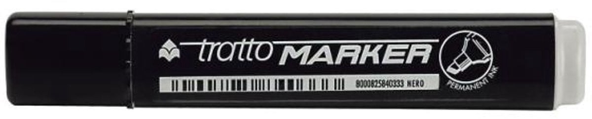 Tratto Marker permanente marker met beitelvormige punt, Zwart, 12 stuks