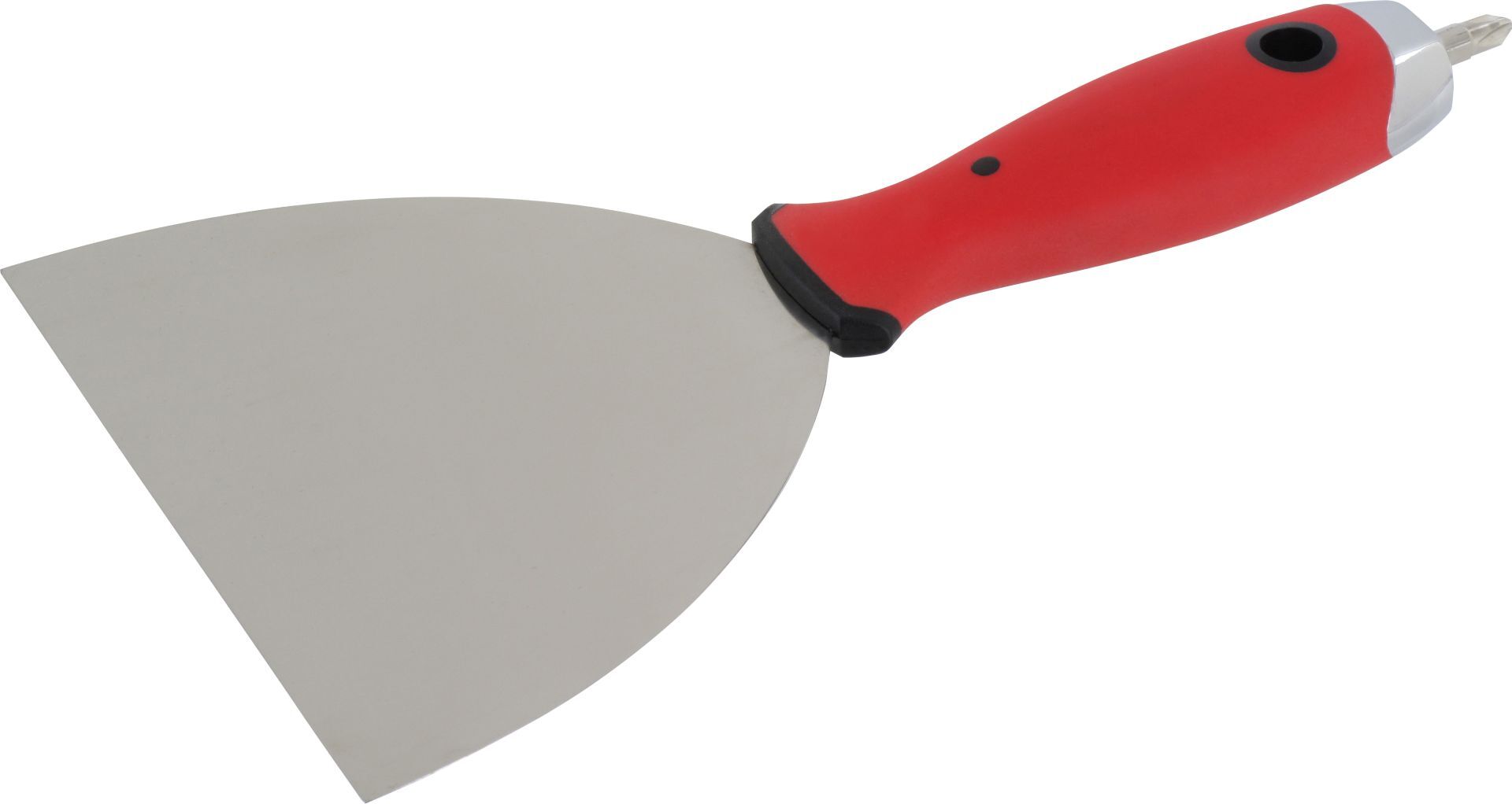 TRIUSO Fugenspachtel aus Edelstahl, 2K-Griff, rot-schwarz, 125 mm