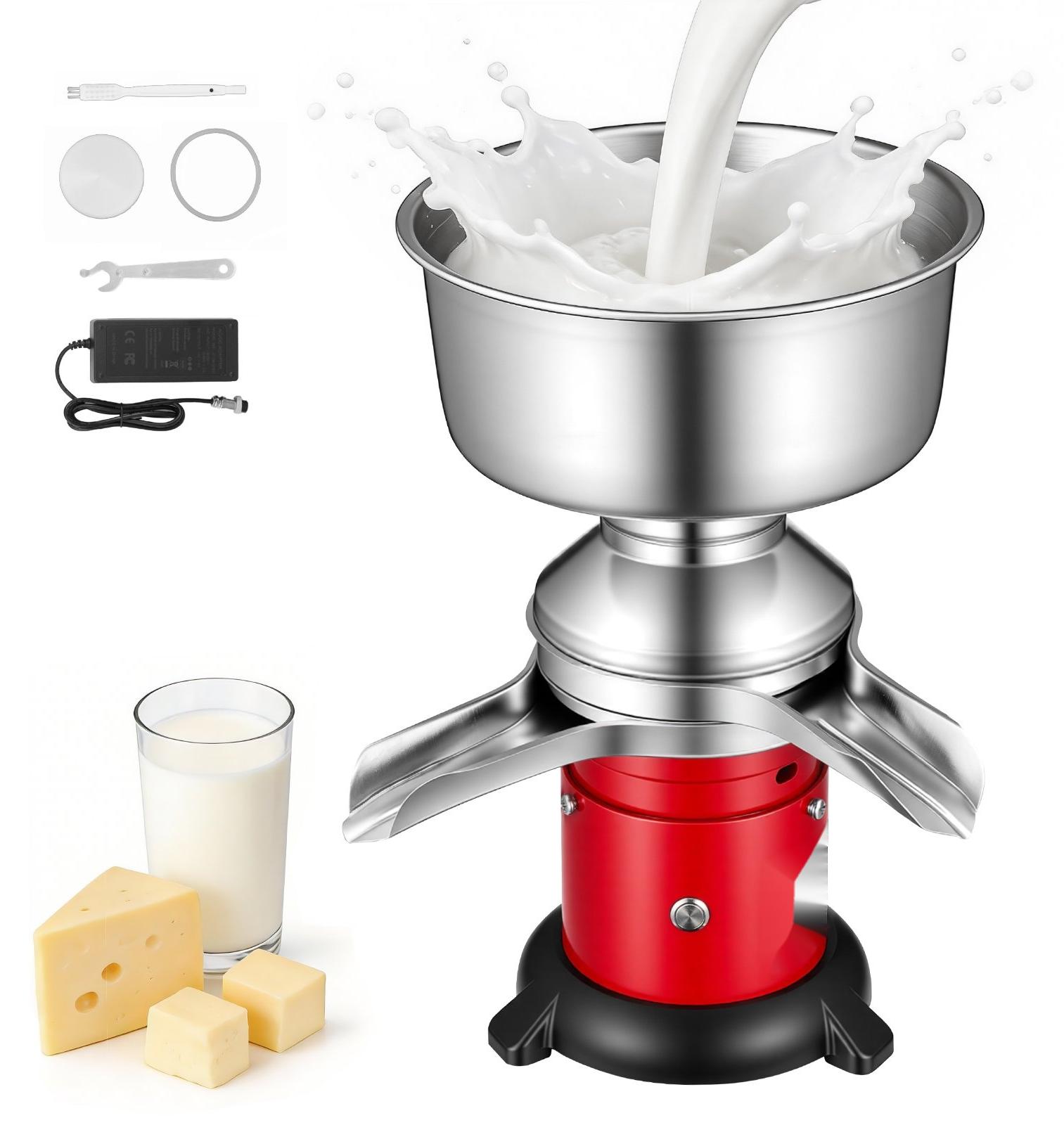 Milchseparator & Milchabscheider - Elektrische Milchzentrifuge - 60 L/h Durchsatz - 40 W Motor - 10.500 U/min - 4,5 l Milchtank - 304 Edelstahl - Tastensteuerung
