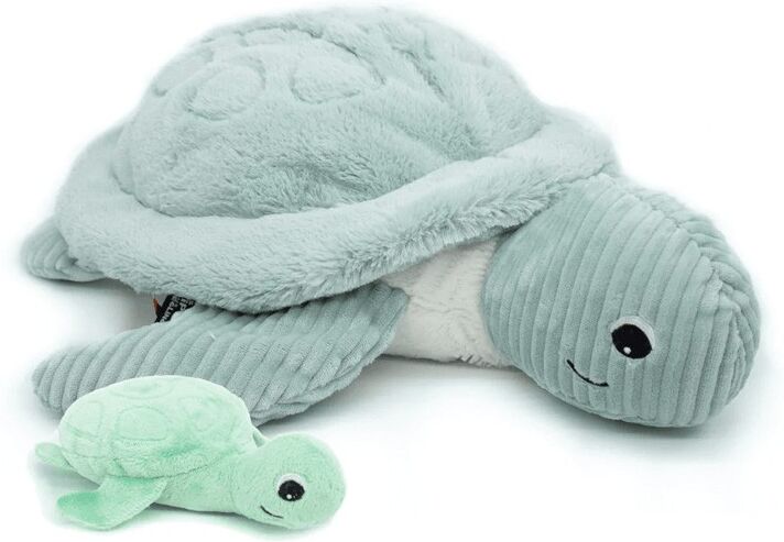 Les Déglingos Peluche Les Ptipotos : Tortue Géante maman et son bébé vert menthe