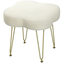 STILVORA Fußhocker Polyester cremeweiß, Kleeblattform mit Stahlbeinen