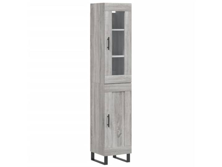 GFMGUEMV Highboard Grau Sonoma 34,5x34x180 cm Holzwerkstoff mit Eisenbeinen Schrank mit Tür, viel Stauraum, Eisenbeine, Holzwerkstoff, Feuchtigkeitsbeständig, stabil