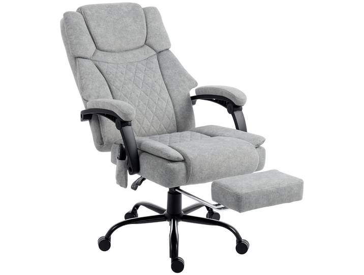 Homcom Bürostuhl-Mit-Massagefunktion Polyester Grau, Textil, 69.5x126x77.5 cm, Büromöbel, Bürostühle, Chefsessel