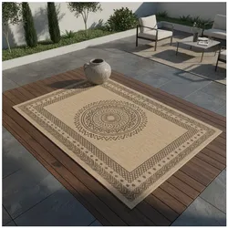 Outdoorteppich KASBERG, im Vintage-Stil, aus Polypropylen, Schwarz, 140 x 200 cm