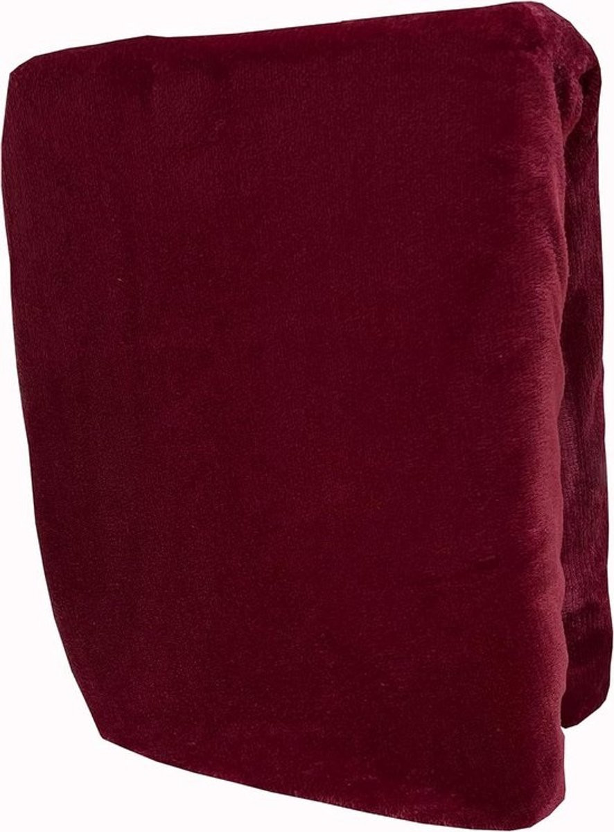 Extra warm pluche hoeslaken winter wijnrood van teddy fleece voor volwassenen