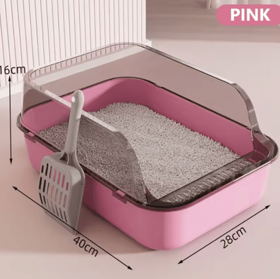 Inspire Curations SplashGuard Semi Enclosed Cat Litter Box a Pink