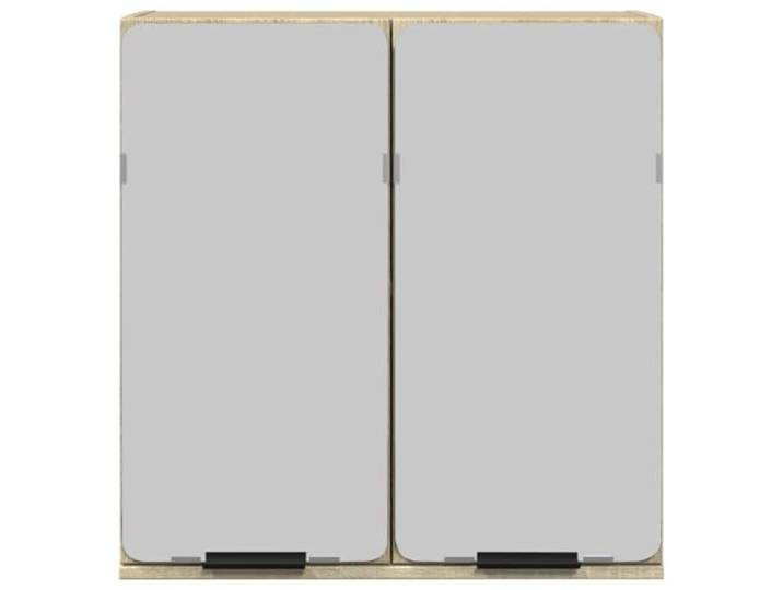 KTHLBRH Badezimmerschrank mit Spiegel, Eiche Sonoma, 64,5 x 20 x 66,5 cm Wandmontage, großes Regal, einfache Reinigung, Schminktischschrank