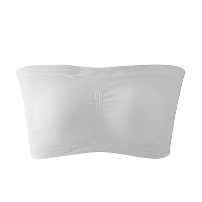 Bandeau-BH für Damen, trägerlos, nahtlos, weich, dehnbar, unsichtbar, einfarbig, bequem, unverzichtbare Unterwäsche, ganzjährig stützende Passform, weiß