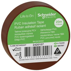 Schneider Electric 2420107 PVC Isolierband B=19mm, Länge: 20m, Farbe: braun, (VPE=8 Rollen)