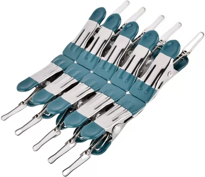 INF 10er-Pack doppelköpfige Clips aus Edelstahl mit Gummibeschichtung Grün