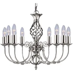 Zanzibar 8Flammige Satin Silber Leuchte Satin Silver plattiert Baustahl Metall