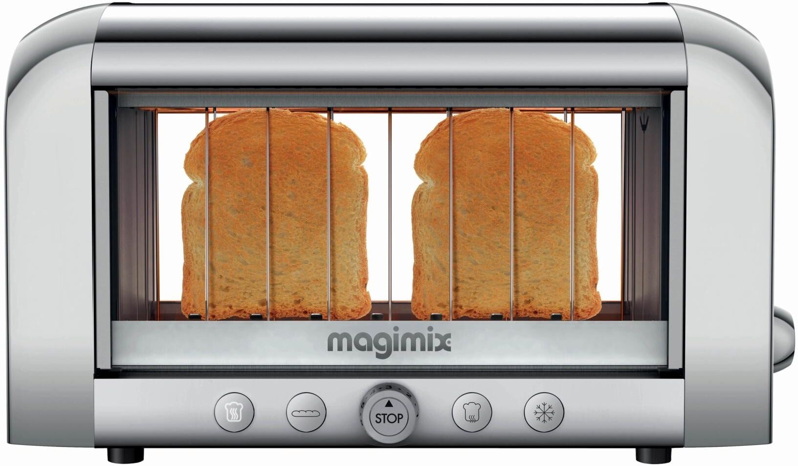 Toaster "Magimix Vision 111538 Silberfarben", silber (silberfarben), B:18cm H:22,5cm T:39,5cm, Toaster, Panoramafenster, Toaster silberfarben Einheitsgröße