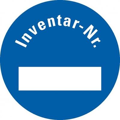 Aufkleber I Inventaretikett Inventar-Nr., blau, Dokumentenfolie, selbstklebend, Ø 30mm, 18/Bogen