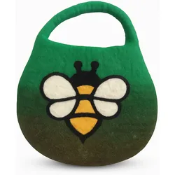 Water Felted Bee Bag - One Handle with Magnet - Garden Greens